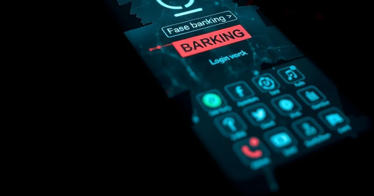 Smartphone in dunklem Raum mit gebrochener Bildschirmoberfläche, darunter ein Netzwerk aus leuchtenden Verbindungspunkten, die einen gekaperten Gerätenetzwerk-Angriff symbolisieren